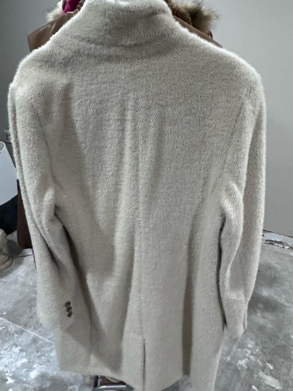 LOFT Cream Teddy Long Coat with Flap Pockets - Picture 3 of 3
